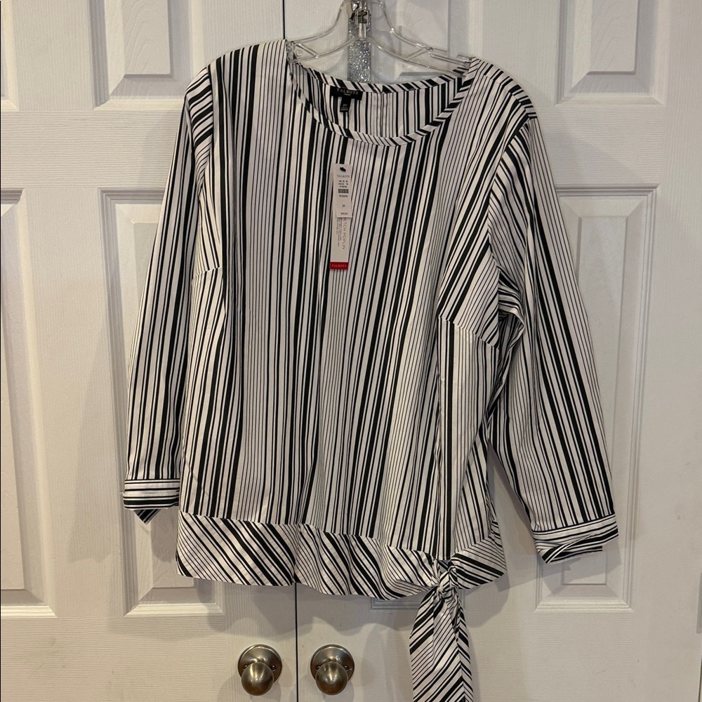 Talbots Black and White Striped Blouse - NWT